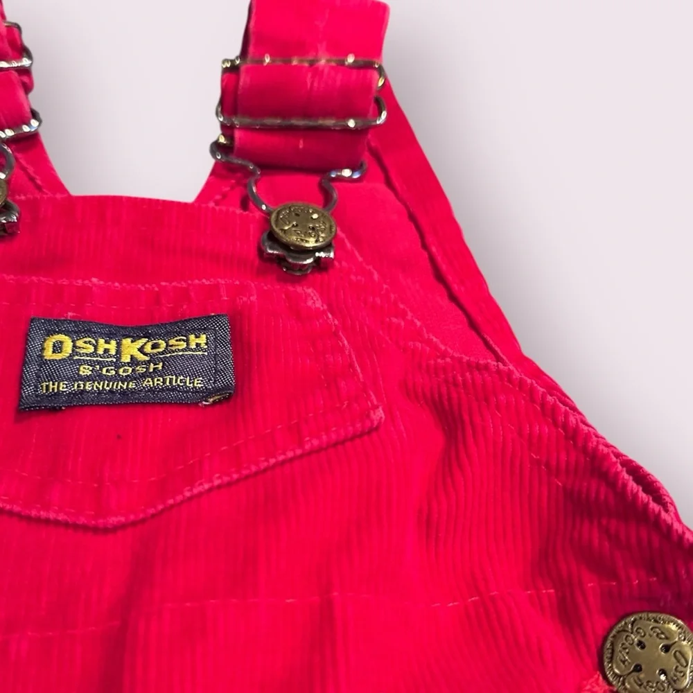 Vintage Baby OshKosh B'gosh Red Corduroy Overalls W/Christmas Socks NWT